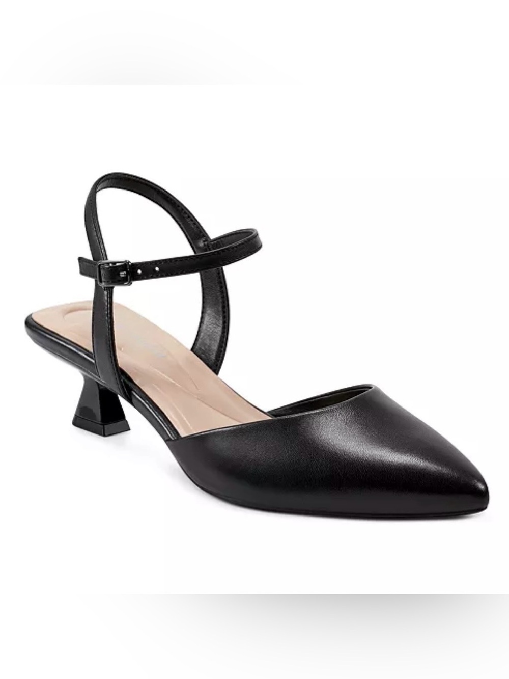 Easy spirit black Pointed Toe Ankle-Strap Low kitten classic minimalist heels - Picture 1 of 4